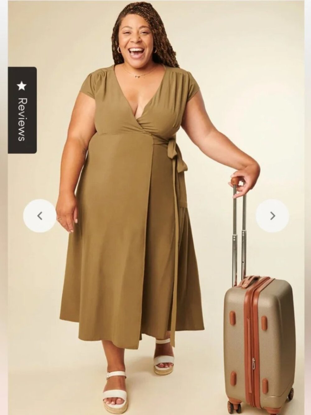Wayre Fern Green Roma Wrap Reversible Travel Midi Dress Pockets Maxi Plus XXL